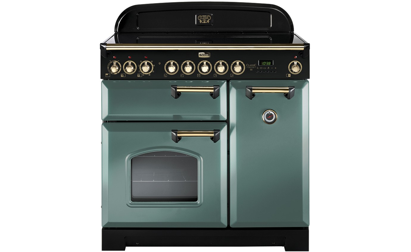 Falcon Classic Deluxe 90cm Induction Cooker Mineral Green / Brass CDL90EIMGBR