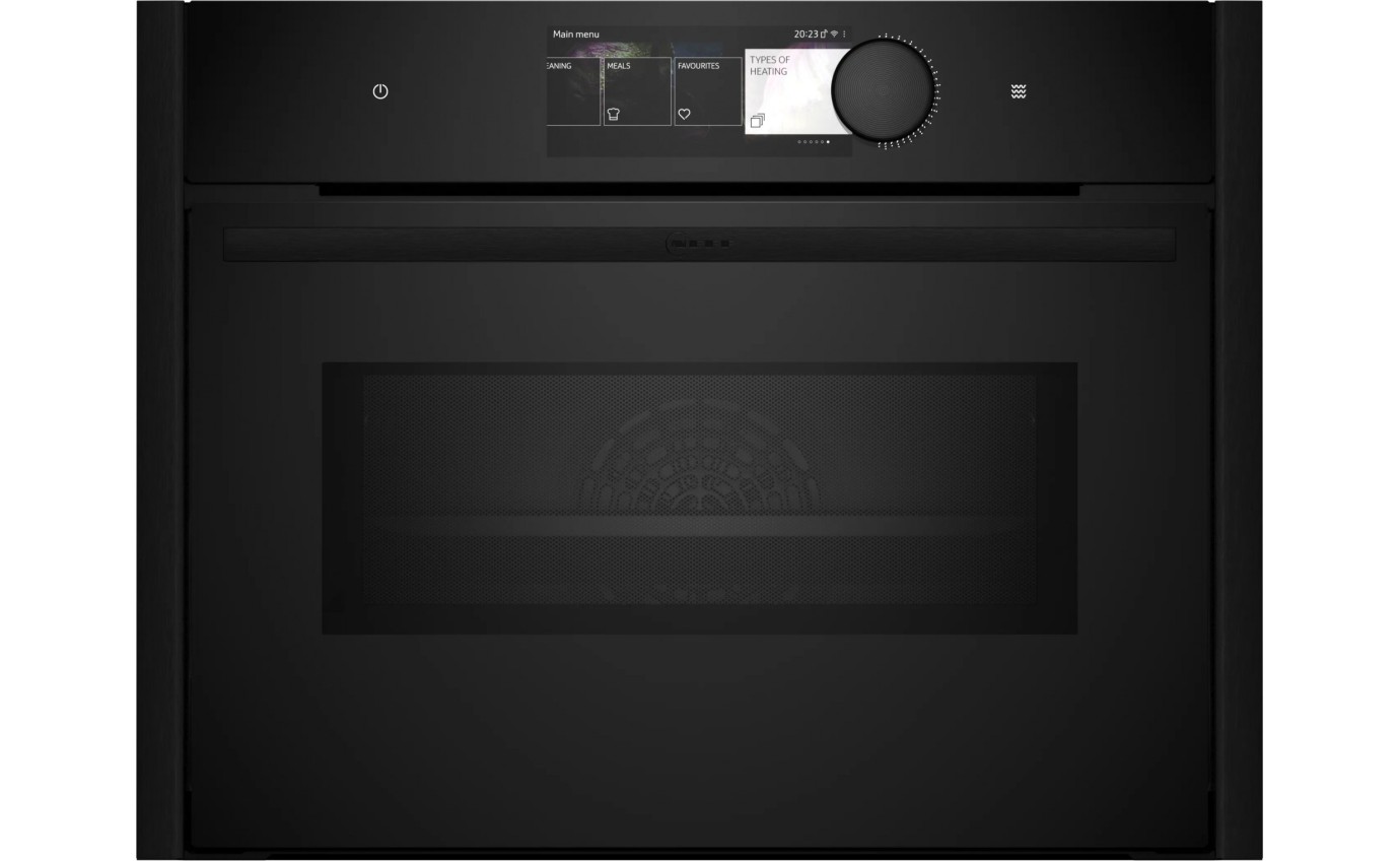 Neff 45cm N 90 Flex Design Compact Pyrolytic Oven with Microwave - Deep Black C29MY7MY0DB