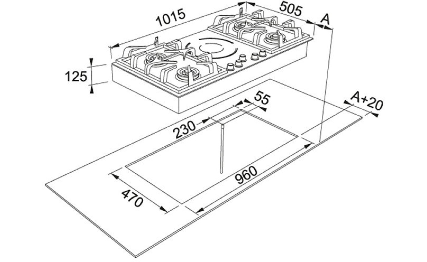 Franke 102cm Gas and Induction Cooktop FIXG905B1N