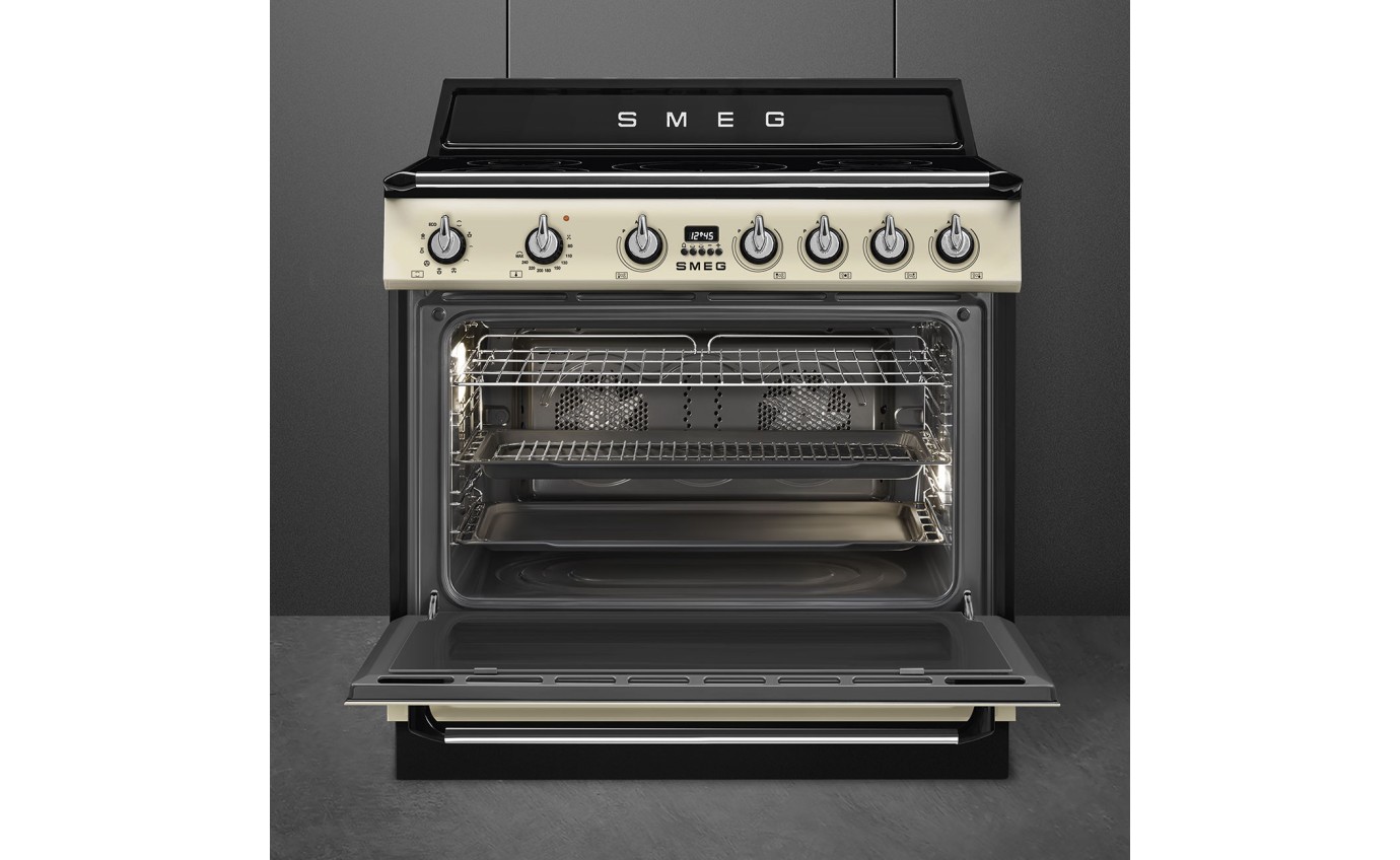 Smeg 90cm Victoria Induction Cooker 5 Zones 9 Functions Cream TR90IMP