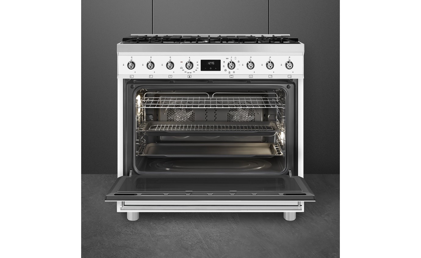 Smeg 90cm Classic Freestanding Dual Fuel White Stove CS9GMWHA2