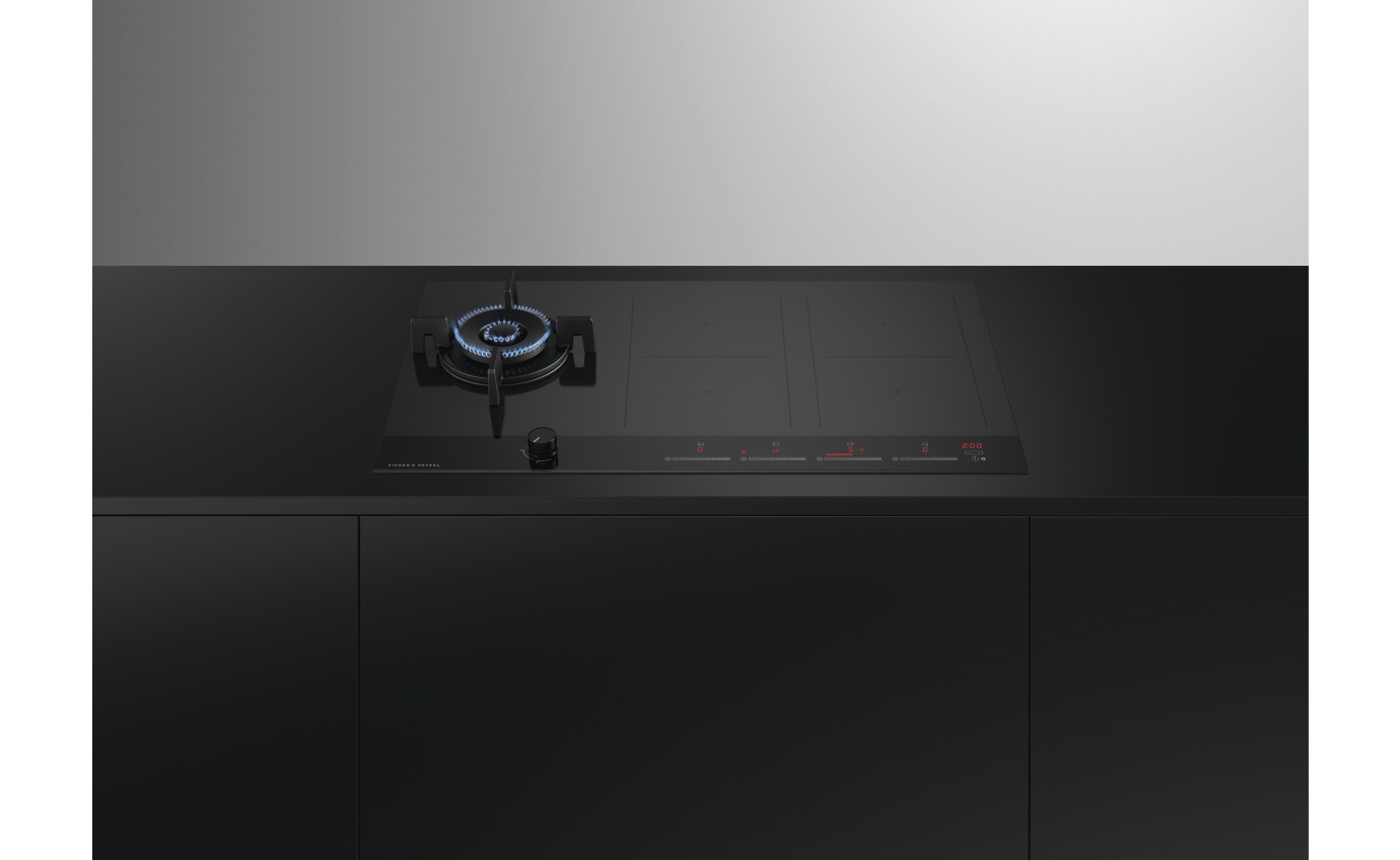 Fisher & Paykel 90cm Series 9 1 Burner + 4 Zone Hybrid Cooktop, 2 SmartZones, LPG CGI905DLPTB4