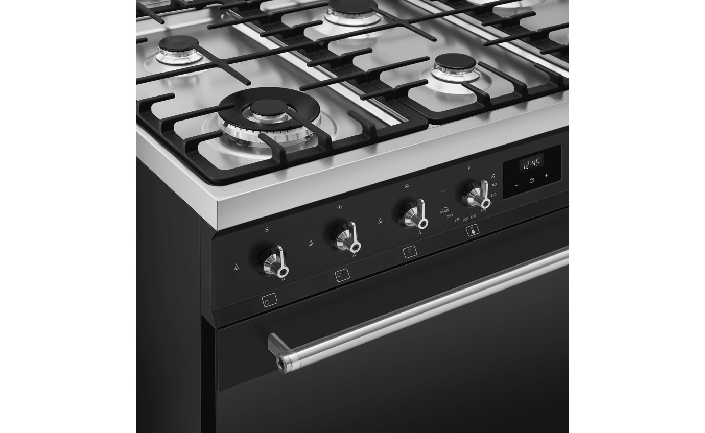 Smeg 90cm Classic Pyrolytic Freestanding Oven/Stove Matte Black CSP9GMMBA2