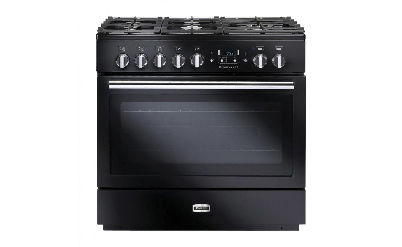 Falcon Professional FX + 90CM Black & Chrome Dual Fuel Range Cooker PROP90FXDFGBCH