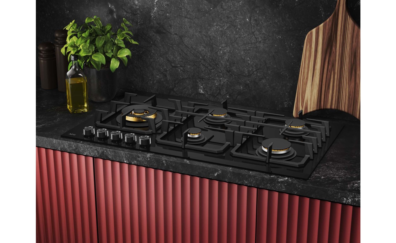 AEG 90cm Ceramic Glass Gas Cooktop HGC9566BB