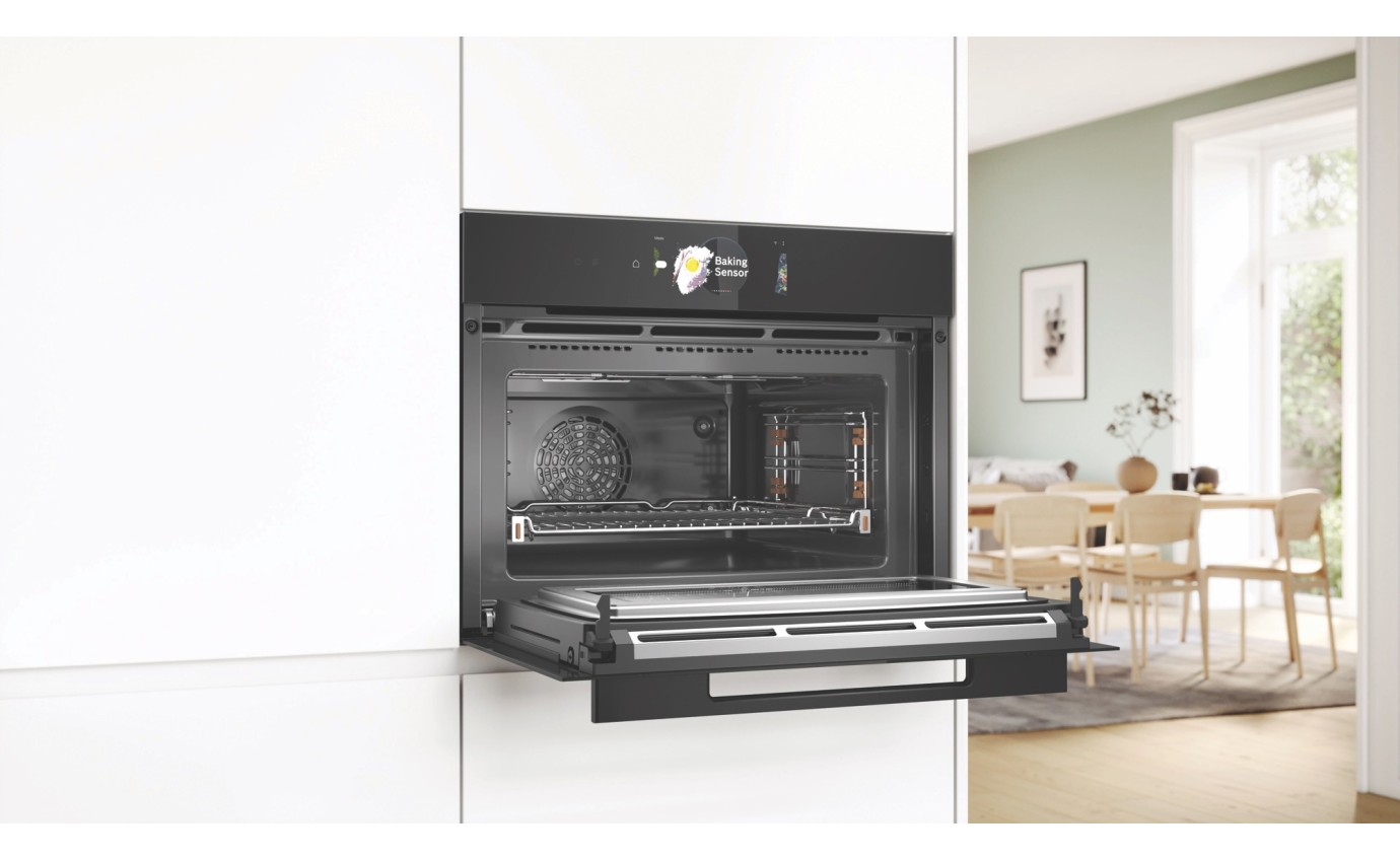 Bosch Series 8 Accentline Built-In Compact Oven with Microwave Function Black CMG978NB1A