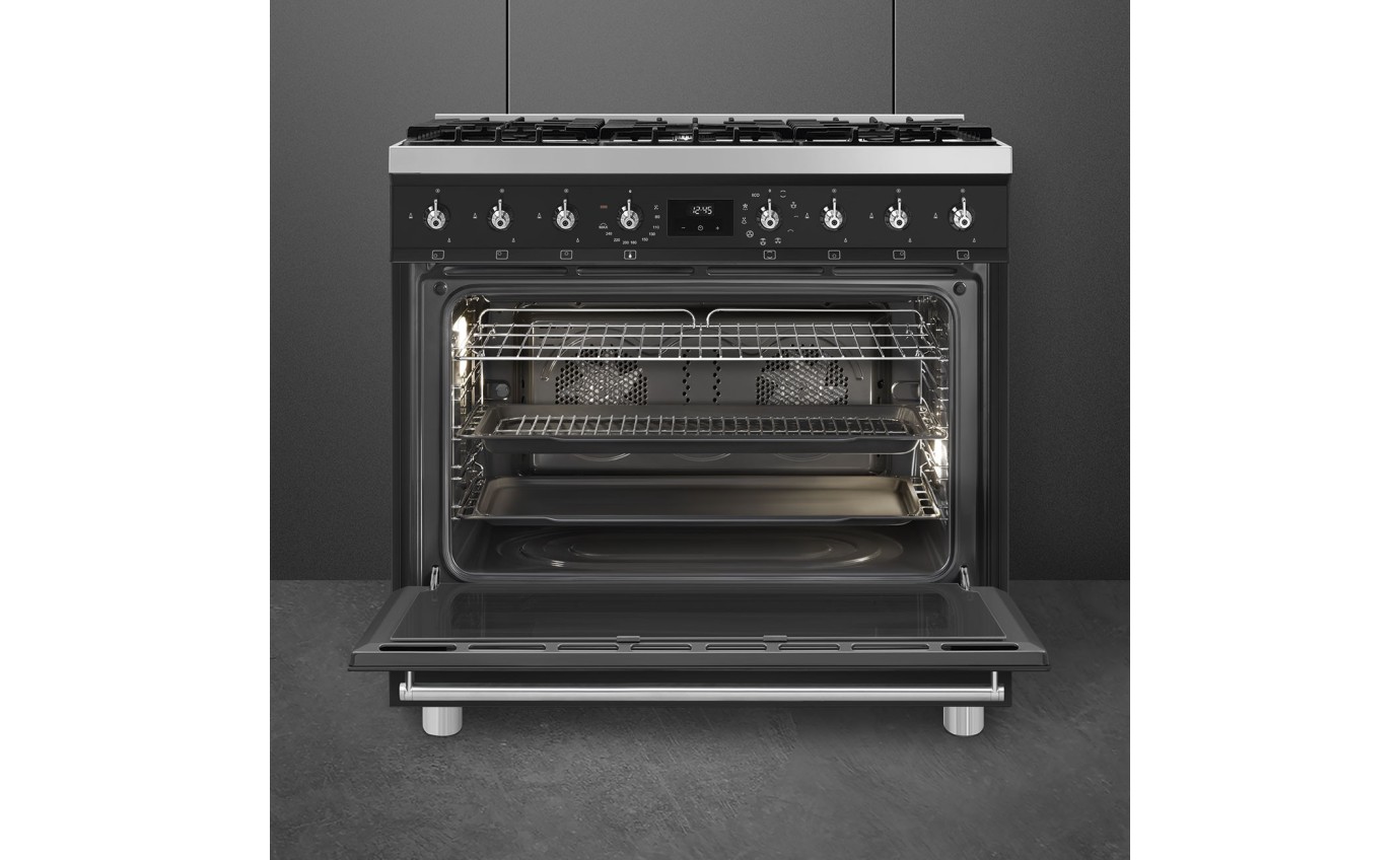 Smeg 90cm Classic Pyrolytic Freestanding Oven/Stove Matte Black CSP9GMMBA2
