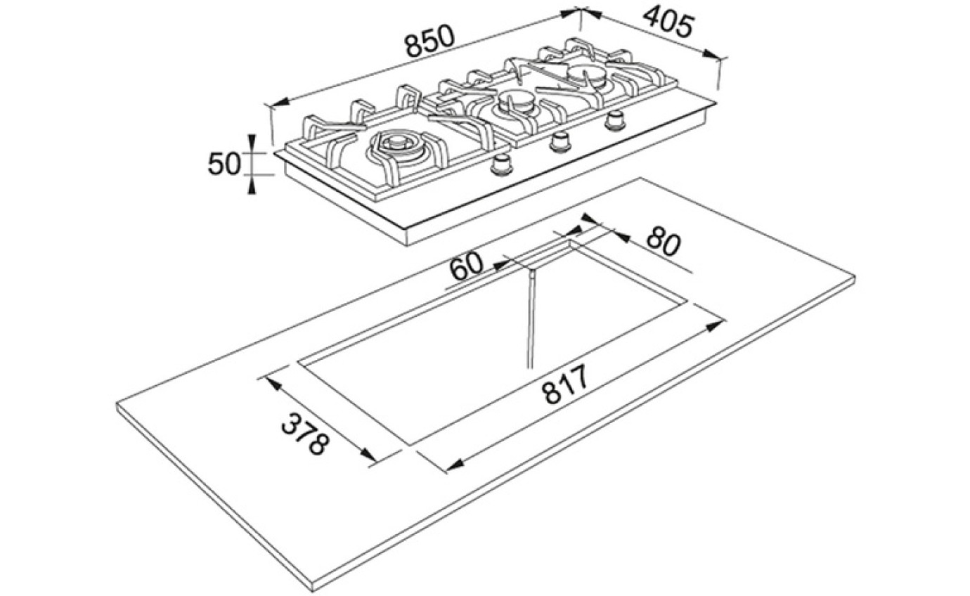 Franke 85cm Gas Cooktop FIG903B1L