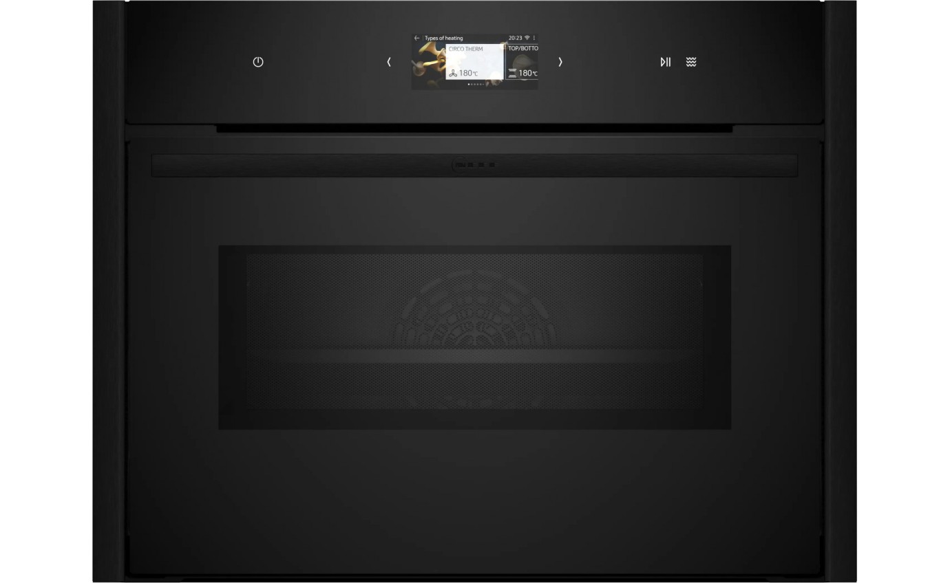 Neff 45cm N 90 Flex Design Compact EcoClean Oven with Microwave - Deep Black C29MS3AY0DB