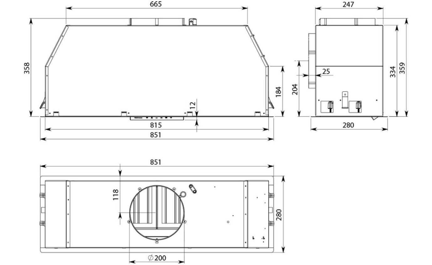 Falmec 90cm Milano+ Under Cupboard Rangehood FP3ML90S2ER1140