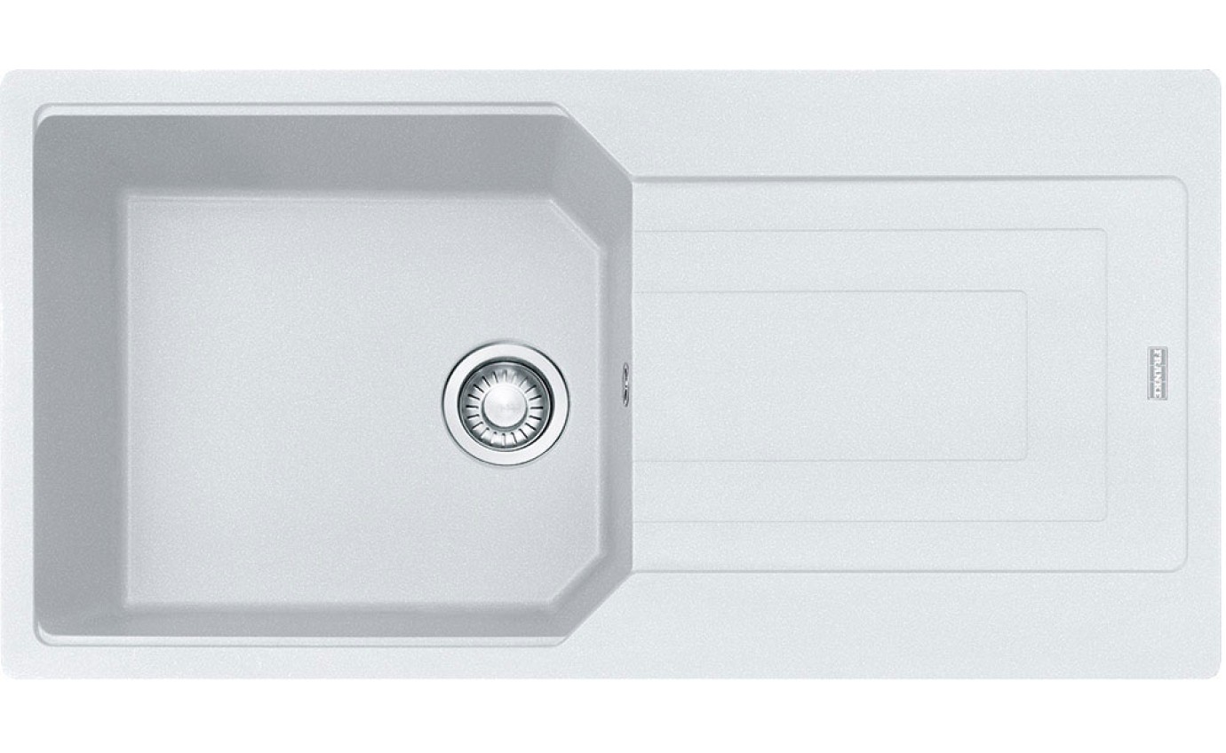 Franke Urban Fragranite Polar White Single Bowl Sink w/ Drainer UBG611100REVPW