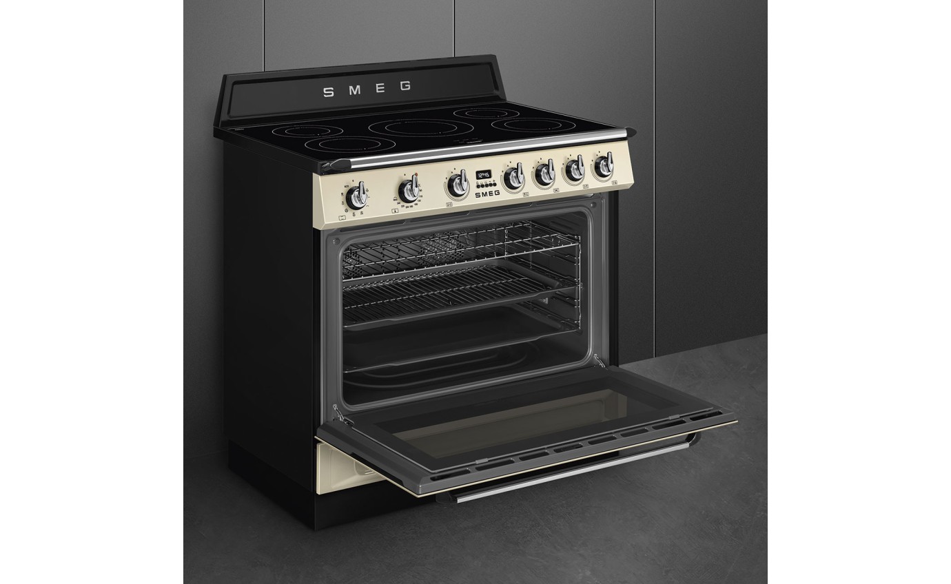 Smeg 90cm Victoria Induction Cooker 5 Zones 9 Functions Cream TR90IMP