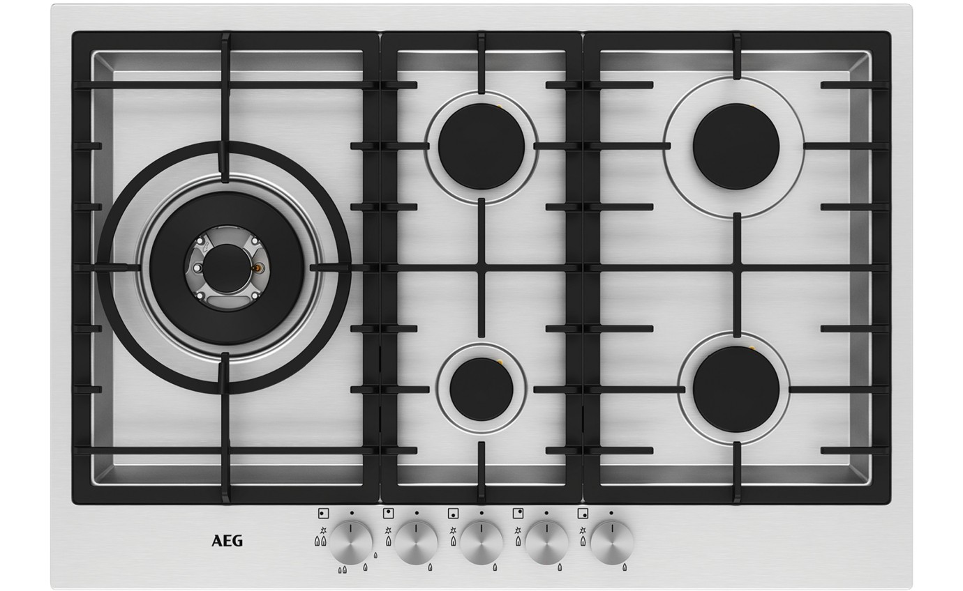 AEG 75cm 5 Burner Gas Cooktop HG75FXB
