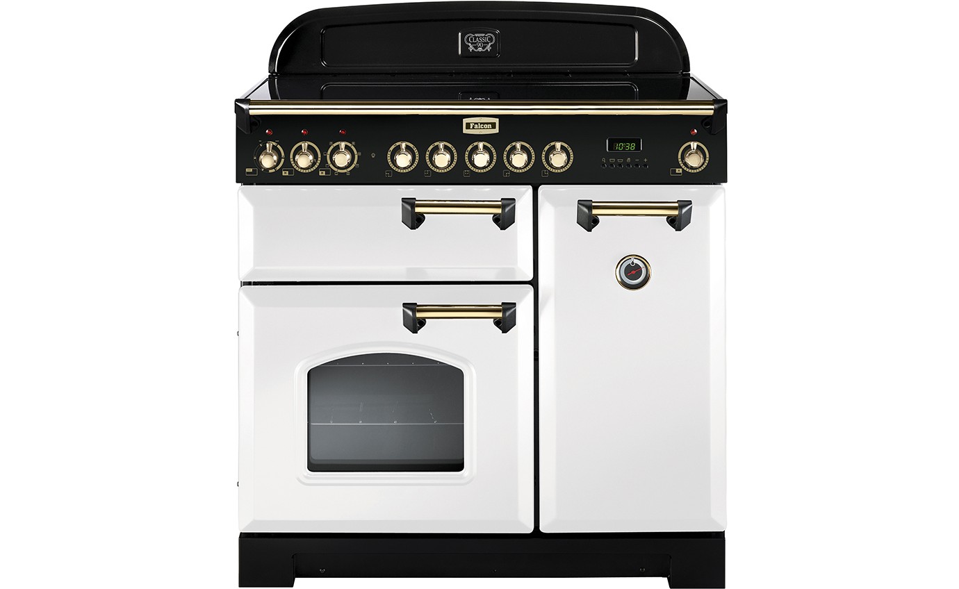 Falcon Classic Deluxe 90cm Induction Cooker White / Brass CDL90EIWHBR