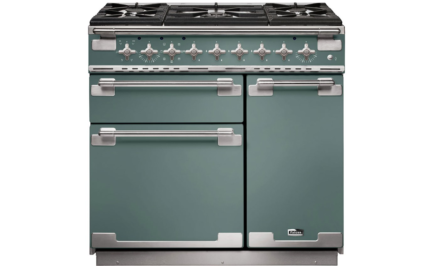 Falcon Elise 90cm Dual Fuel  Range Cooker Mineral Green / Nickel ELS90DFMGN