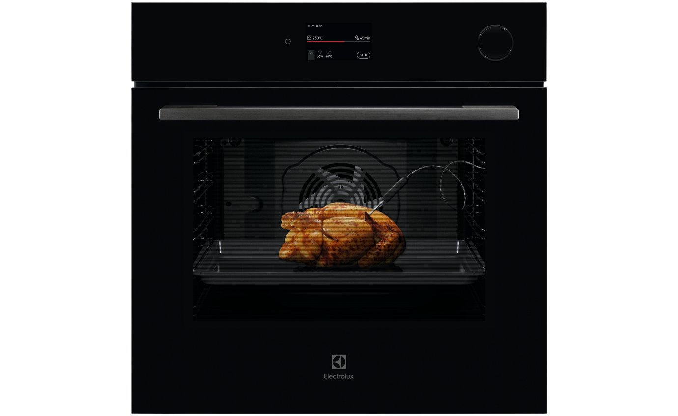 Electrolux 60cm 700 Series Pyrolytic Oven with Added Steam and Food Probe (Black) EVEP6818BF