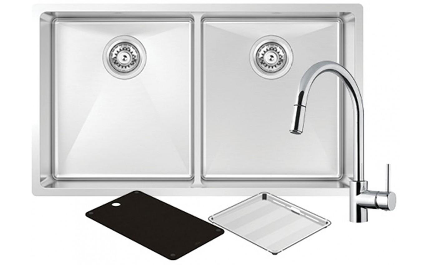Abey Double Sink with SK5-AV Kitchen Mixer MOA360DT4
