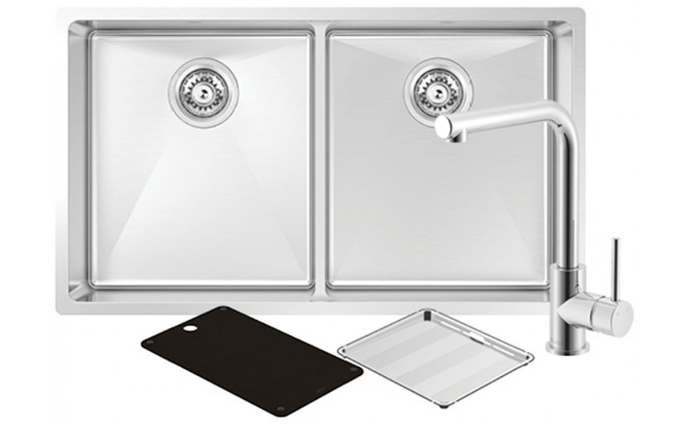 Abey Double Sink with 3K2 Kitchen Mixer MOA360DT