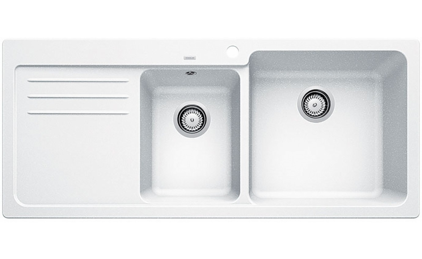 Blanco Double Bowl Sink with Drainer - White NAYA8SWRK5